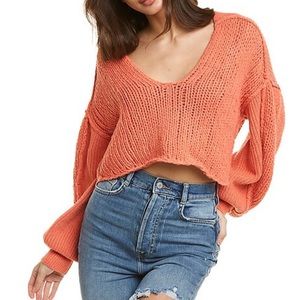 Free People Watermelon Cropped Sweater